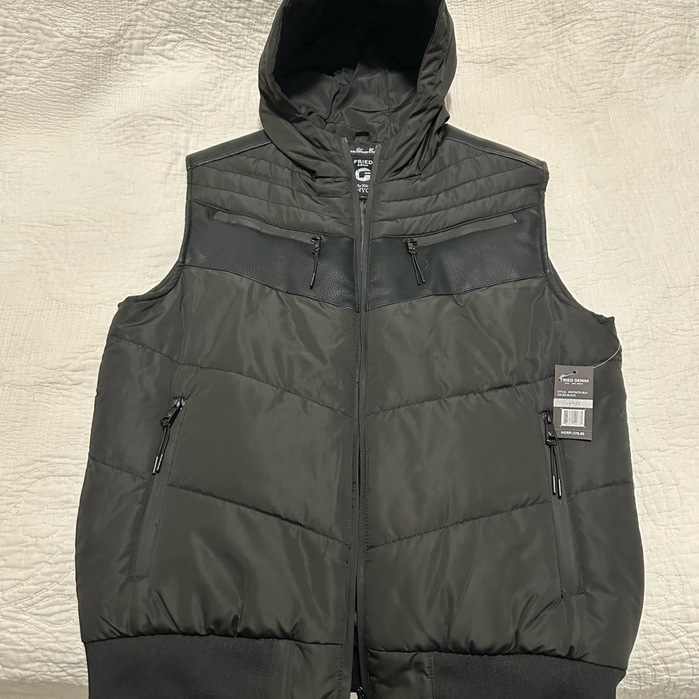 Men's Black Hooded Puffer Vest